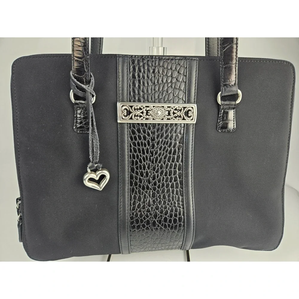 Brighton Matilda Organizer Tote Black Croc Trim‎ Bag w Box Dustbag Charm